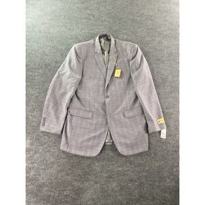 NWT Stacy Adams Sport Coat 44 L Blue Gray Polyester Nailhead Check Designer $199